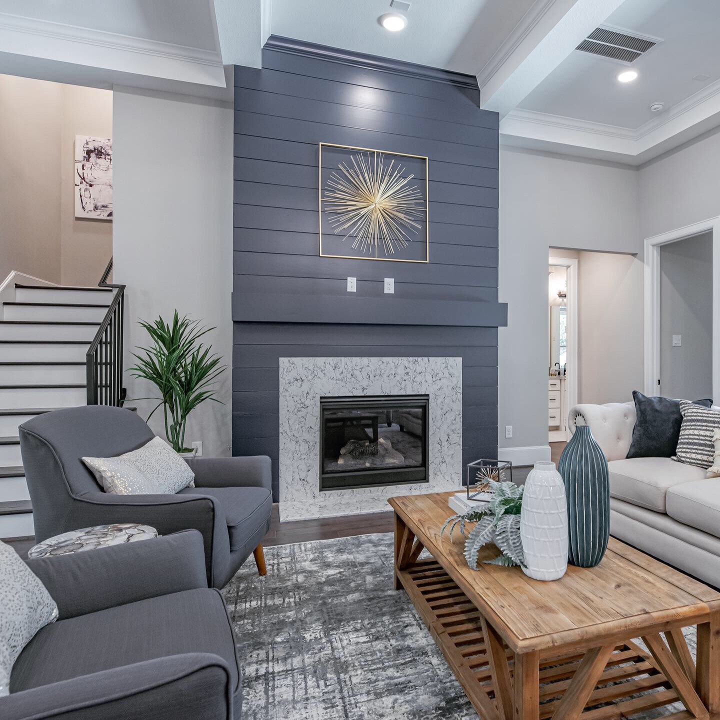 Home - Gray Shiplap Fireplace - Freshen Up