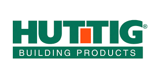Huttig Building Products logo with HUTTIG in bold green letters and an orange rectangle forming the crossbar of the second T. BUILDING PRODUCTS appears below in a green box with white text.