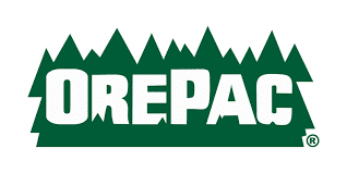The OREPAC logo features bold white letters on a green background shaped like a row of pine trees.