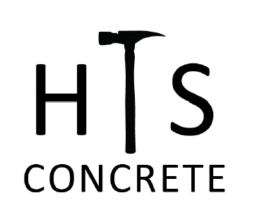 HTS Concrete logo with a hammer forming the letter T between the letters H and S.