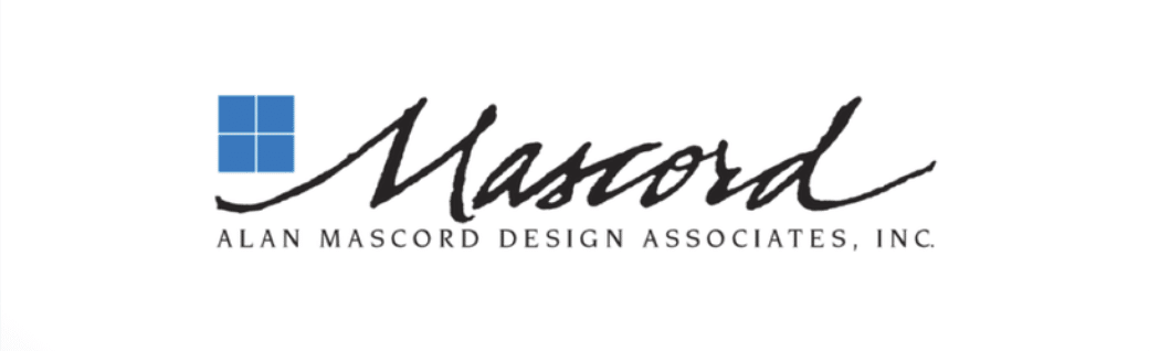 Blue window icon and Mascord in script, with Alan Mascord Design Associates, Inc. in uppercase below.