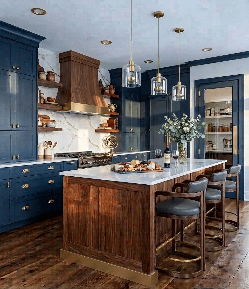 Luxury kitchen renovation with custom cabinetry and island